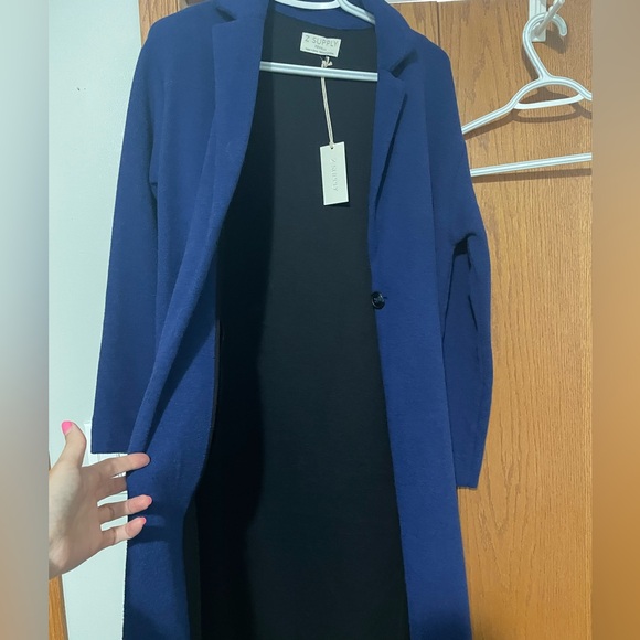 Z supply mason knit coat in sapphire blue - Picture 3 of 5